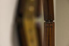 Hexagonal Teak Mirror with Brass and Leather Italy 1960s - 3673589