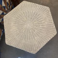 Hexagonal White Wicker Table - 3816414