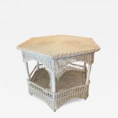 Hexagonal White Wicker Table - 4226950