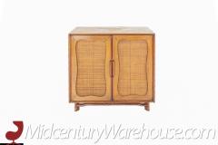 Hickory Manufacturing Mid Century Walnut and Cane 2 Door Cabinet - 2569505
