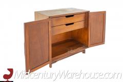 Hickory Manufacturing Mid Century Walnut and Cane 2 Door Cabinet - 2569507