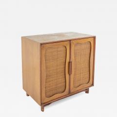 Hickory Manufacturing Mid Century Walnut and Cane 2 Door Cabinet - 2572213