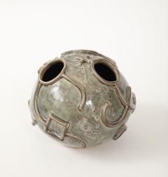 Hieroglyphic Ceramic Moonvase 2 with Grey Glaze Made By Aram C  - 4184054