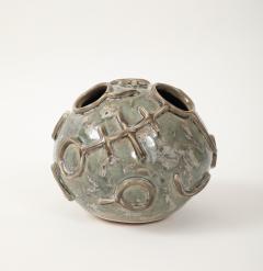 Hieroglyphic Ceramic Moonvase 2 with Grey Glaze Made By Aram C  - 4184056