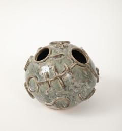 Hieroglyphic Ceramic Moonvase 2 with Grey Glaze Made By Aram C  - 4184057