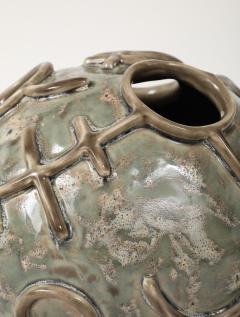 Hieroglyphic Ceramic Moonvase 2 with Grey Glaze Made By Aram C  - 4184061