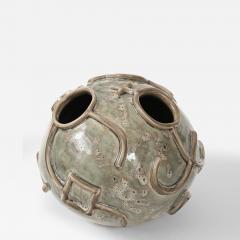 Hieroglyphic Ceramic Moonvase 2 with Grey Glaze Made By Aram C  - 4185752