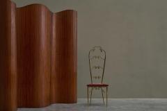 High Back Chiavari Chair in Patinated Brass and Embroidery Italy 1960s - 4467837