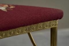 High Back Chiavari Chair in Patinated Brass and Embroidery Italy 1960s - 4468050