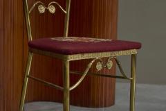 High Back Chiavari Chair in Patinated Brass and Embroidery Italy 1960s - 4468053