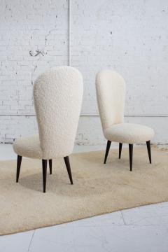 High Back Italian Chairs in Cream Boucl a Pair - 3826690