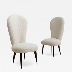 High Back Italian Chairs in Cream Boucl a Pair - 3828586