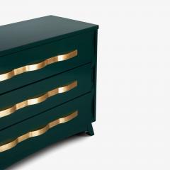 High Gloss Hunter Green Gilt Mid Century 3 Drawer Sideboard Dresser - 4414507