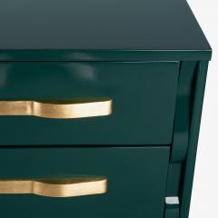 High Gloss Hunter Green Gilt Mid Century 3 Drawer Sideboard Dresser - 4414510
