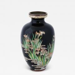 High Quality Antique Japanese Cloisonne Enamel Blossoming Iris s Vase - 3934365