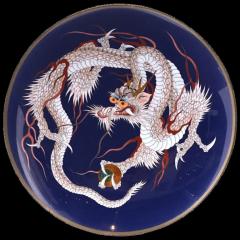 High Quality Antique Meiji Japanese Cloisonne Enamel Dragon Charger Plate - 3903811