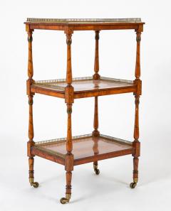 High Regency Bronze Gallery Three Tier Inlaid and Painted Etagere - 3287661