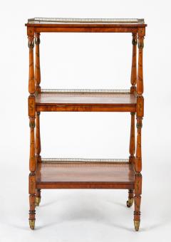 High Regency Bronze Gallery Three Tier Inlaid and Painted Etagere - 3287666