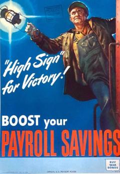 High Sign for Victory Boost your Payroll Savings Vintage WWII U S  - 3949877