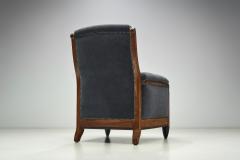 High back Art Deco Lounge Chair with Brass Elements France circa 1930s - 3895811