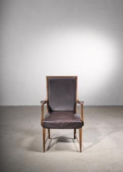 High back side chair with leather seating Austria - 2114274