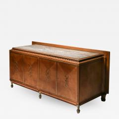 High end Credenza in oak bronze and marble 1930s - 1639217