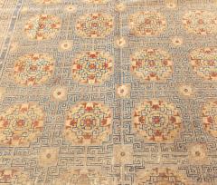 High quality Antique Chinese Blue Yellow Handmade Silk Metal Thread Rug - 2460891