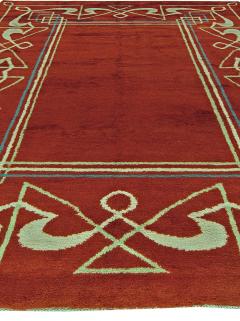 High quality Art Deco Red Brown Handmade Wool Rug - 2456228