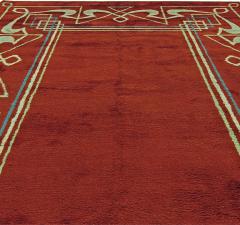 High quality Art Deco Red Brown Handmade Wool Rug - 2456229