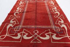 High quality Art Deco Red Brown Handmade Wool Rug - 4122264