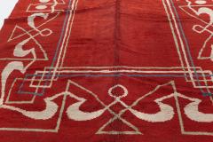 High quality Art Deco Red Brown Handmade Wool Rug - 4122280