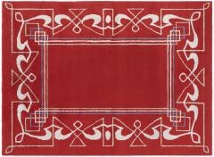 High quality Art Deco Red Brown Handmade Wool Rug - 4122331