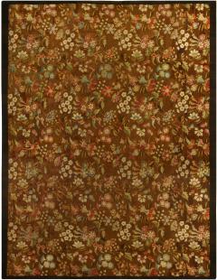 High quality Early 20th Century French Aubusson Brown Size Adjusted Rug - 2455231