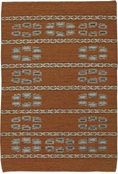 High quality Mid 20th century Swedish Brown Flat Weave Wool Rug - 2439969