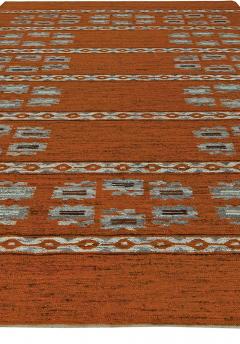 High quality Mid 20th century Swedish Brown Flat Weave Wool Rug - 2439971