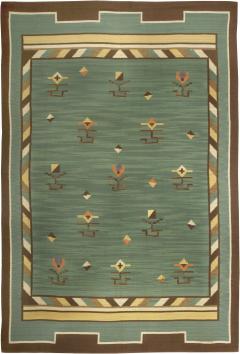 High quality Mid 20th century Swedish Green Handmade Wool Rug - 2439903
