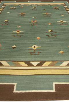 High quality Mid 20th century Swedish Green Handmade Wool Rug - 2439904