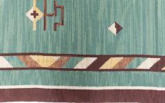 High quality Mid 20th century Swedish Green Handmade Wool Rug - 4122571