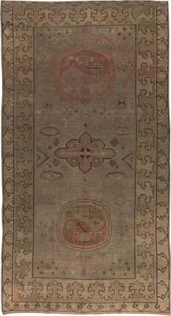High quality Samarkand Brown Handwoven Wool Rug - 2456366