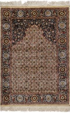 High quality Vintage Blue Brown Red and White Silk Rug - 2442786