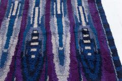 High quality Vintage Rya Blue and Purple Handmade Wool Rug - 3582420