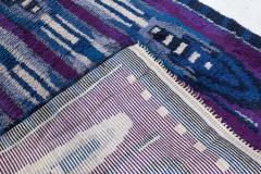 High quality Vintage Rya Blue and Purple Handmade Wool Rug - 3582424