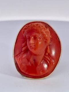 High relief Coral Cameo ring 9K - 3721135