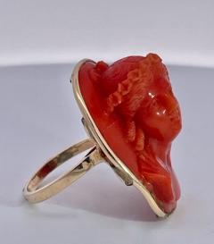 High relief Coral Cameo ring 9K - 3721139