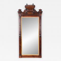 Highly Carved Mahogany Wood Gold Leaf Framed Hanging Mirror - 1039752