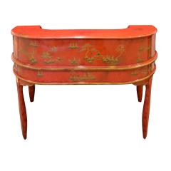 Highly Decorated Chinese Desk in Red Lacquer 1950s - 1908897