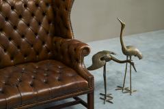 Highly Original Tufted English Wingback Settee in Patinated Leather 1900 - 4677309