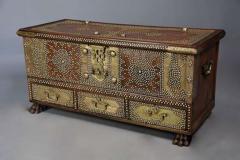 Highly decorative 19thc Zanzibar traders chest with brass decoration - 4752990