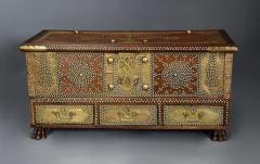 Highly decorative 19thc Zanzibar traders chest with brass decoration - 4752993