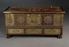 Highly decorative 19thc Zanzibar traders chest with brass decoration - 4752994